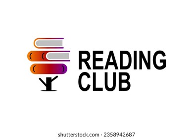 Vektorgrafik, einzelne Logo-Illustration: Leserclub, Bibliothek. Mit Bildern von Büchern und Bäumen. Kann als Zeichen, ein Symbol für Shopping und Buchhaltung Websites verwendet werden.