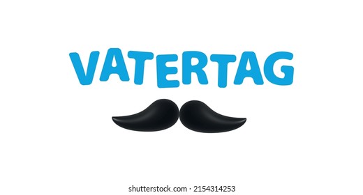 Vector isolated logo for Vatertag with mustache on the white background. Translation: Father's Day.