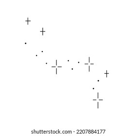 Vector isolated lots of stars colorless black and white contour line easy drawing