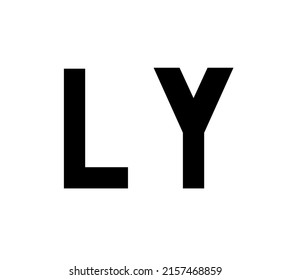 Vector isolated Love Yourself abbreviation first capital letters L and Y black outline stencil