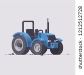 Vector isolated low poly 3d isometric blue mini tractor