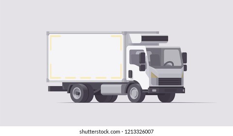 Vector isolated low poly flat isometric 3d lorry truck isotherm refrigerator