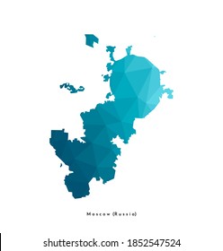 Vector isolated low poly illustration with simplified shape of Moscow map (Russian capital) according project of expansion of territory "New (big) Moscow". Polygonal geometric style. White background