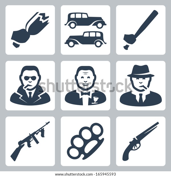 Vector Isolated Mafia Icons Set Stock Vector (Royalty Free) 165945593 ...