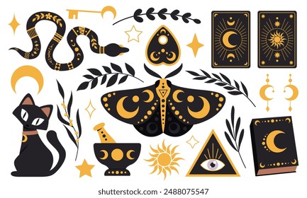 Vector isolated magic set. Clip art elements