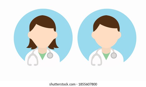 Vector Isolated Male and Female Doctor Set of Icons