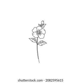 Vector Isolated Mallow Flower Branch Simple Stock Vector (Royalty Free ...