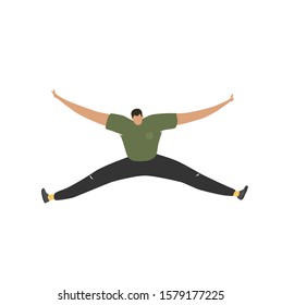 Vector isolated man character jumping, flying businessmen,
victory pose people.