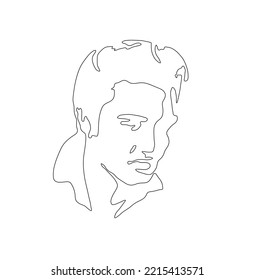 Vector isolated man head portrait contour line stencil crafting paint spraying 