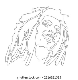 Vector isolated man head portrait contour line stencil crafting paint spraying 