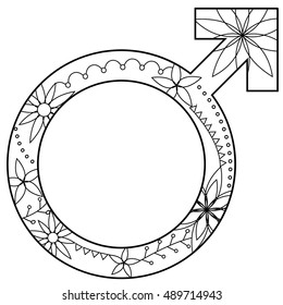 Vector isolated man sign coloring