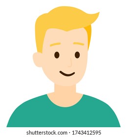 Vector isoliert ein Mann lächelt mit kurzen goldenen Haar auf weißem Hintergrund, Abbildung