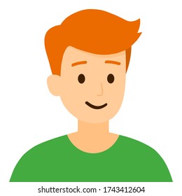 Vector isolated a man is smiling with short orange hair on white background, illustration