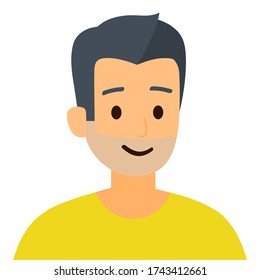 Vector isolated a man is smiling with short gray hair on white background, illustration