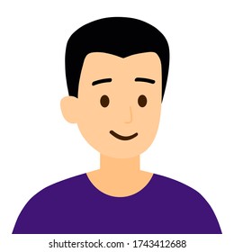 Vector aislado un hombre sonríe con peinado de cabeza rapada sobre fondo blanco, ilustración