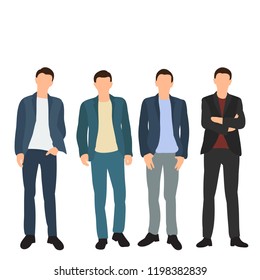 Vector Isolated Man Stands Flat Style Stock Vector (Royalty Free ...