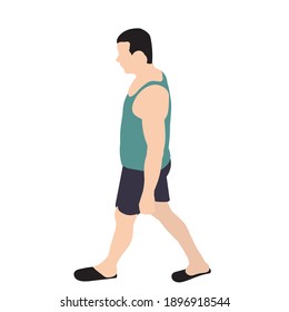 vector, isolated, man walks in flat style, no face