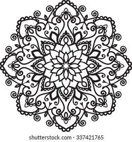Vector isolated mandala.Henna tattoo