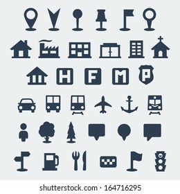 Vector Isolated Map Icons Set