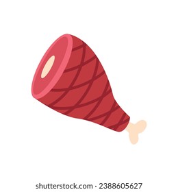 Vector isolated meat bone in cartoon style.