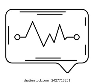 Vektor isolierte medizinische Ikone. Chatsymbol, Sprechblase mit Kardiogramm.