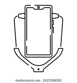 Vector isolated medical line icon. Smartphone icon with stethoscope, digital online medical care and doctor appointment.