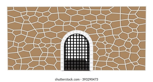 Vector Isolated Medieval Close Gate Castle Illustration 1