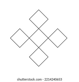 Vector isolated minimal geometric abstraction five squares in a staggered order ornament element  colorless black and white contour line easy drawing