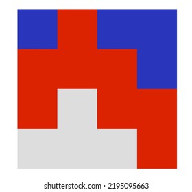 Vector isolated minimalism geometric abstraction square pixels art in red blue white colors 