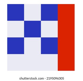 Vector isolated minimalism geometric abstraction square pixels art in red blue white colors 