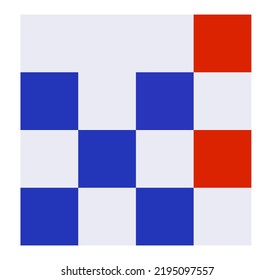 Vector isolated minimalism geometric abstraction square pixels art in red blue white colors 