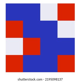 Vector aislado minimalismo abstracción geométrica píxeles cuadrados arte en colores rojo azul blanco 