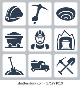 Vector isolated mining icons set