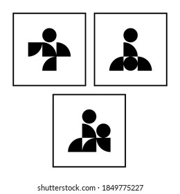 Vector isolated modern set of toilet signs infographics. Male, female, maternity toilet, mother and baby room on a white background.