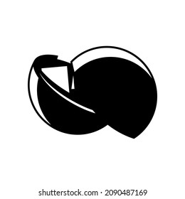 Vector isolated monochrome draw icon on white background. Round shell symbol with paper inside.