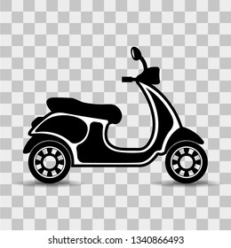 Vector, isolated, monochrome, flat icon of a scooter on a transparent background.
