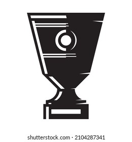 Icono monocromo aislado de vectores de taza, cáliz o trofeo sobre fondo blanco.