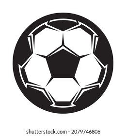 Vector isolated monochrome round polygonal icon of soccer ball on white background. Football symbol. Sport illustration.
