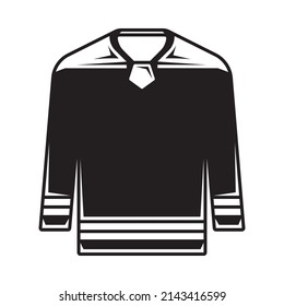 Vektorgrafik einzeln auf einfarbigem Sportbekleidungssymbol oder Symbol auf Eishockey-Top-Jersey mit langen Ärmeln, Streifen und Fünfeck auf weißem Hintergrund.