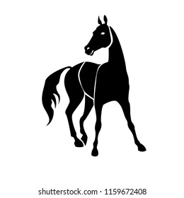 Vector isolated monochrome, stylized image of the horse