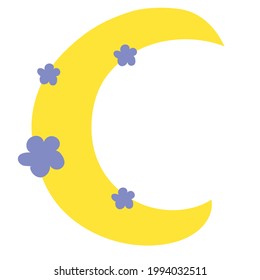 Vector aislado de luna con flores. Para impresiones, carteles, diseño, etc.