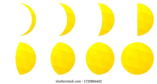 Vector isolated moons on white background, the cute collection of moons, illustration