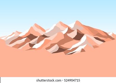vector isolated mountains logo sinai desert landscape outline illustration. blue sky