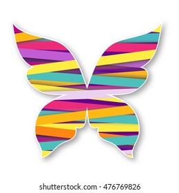Vector Isolated multicolor butterfly. Paper butterfly Logo for your design