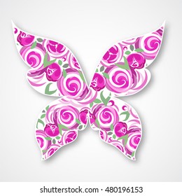 Vector Isolated multicolor butterfly. Paper butterfly Logo