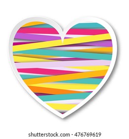 Vector Isolated multicolor Heart. Paper heart Logo for your design
