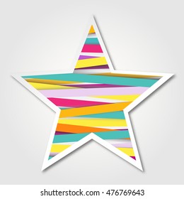 Vector Isolated multicolor Star. Paper star Logo from colour tapes for your design