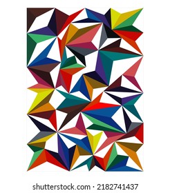 Vector isolated multicolored geometric abstraction triangle polygons art in vertical rectangle