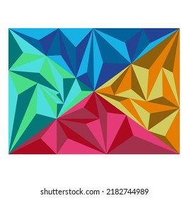 Vector isolated multicolored geometric abstraction triangle polygons art in horizontal rectangle