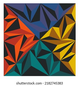 Vector isolated multicolored geometric abstraction triangle polygons art in square